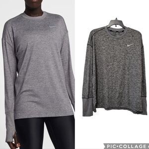 Nike Women's Element Long Sleeve Running Shirt Size XXL Heathered Grey & Black